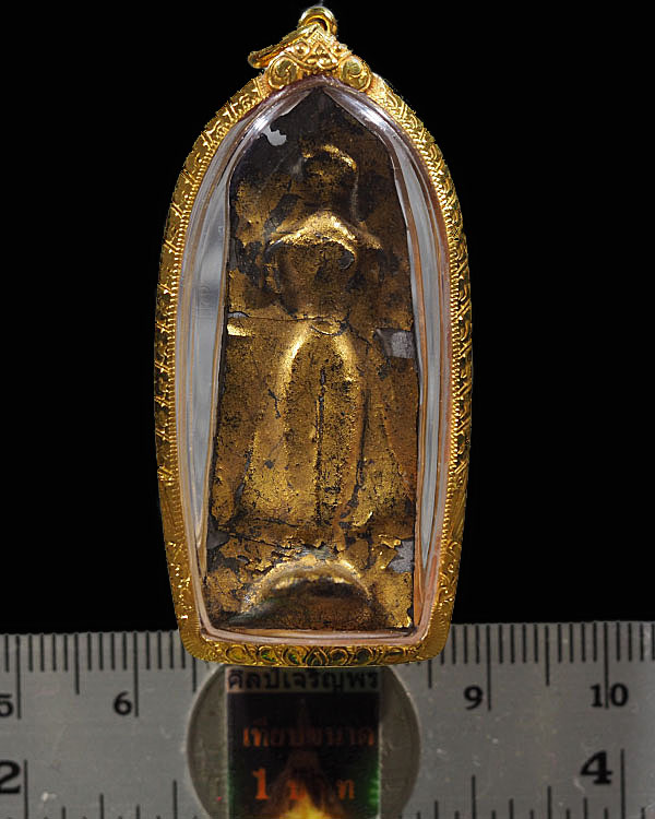 พระกรุวัดกลางตลาดพลู (พระวัดจันทาราม) กรุงเทพ พิมพ์พระพุทธประทานพร เนื้อชินตะกั่ว ลงรักปิดทอง(เป็นพิ - 4