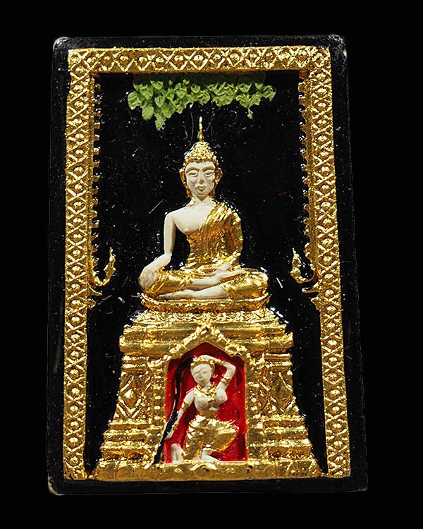 พระเนื้อผงลงรักปิดทอง พิมพ์ชนะมาร(พิมพ์หายาก)  หลวงพ่อเริ่ม วัดบางพระ จ.ชลบุรี ปี 2512  สภาพสวยพร้อม - 1
