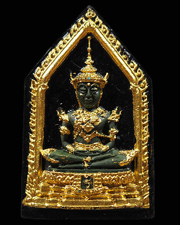 พระแก้วมรกรต ทรงเครื่องฤดูร้อน ลงรักปิดทอง หลังยันต์ดวงประสูติพระพุทธเจ้า หลวงพ่อเริ่ม วัดบางพระ จ.ช - 1
