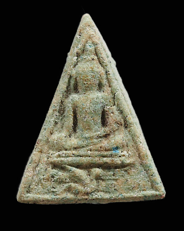 พระผงพิมพ์สมเด็จนางพญาขี่ไก่ เนื้อแซมเขียว หลังราหู(หายาก) หลวงพ่อน้อย วัดศรีษะทอง จ.นครปฐม ปี 2511  - 1