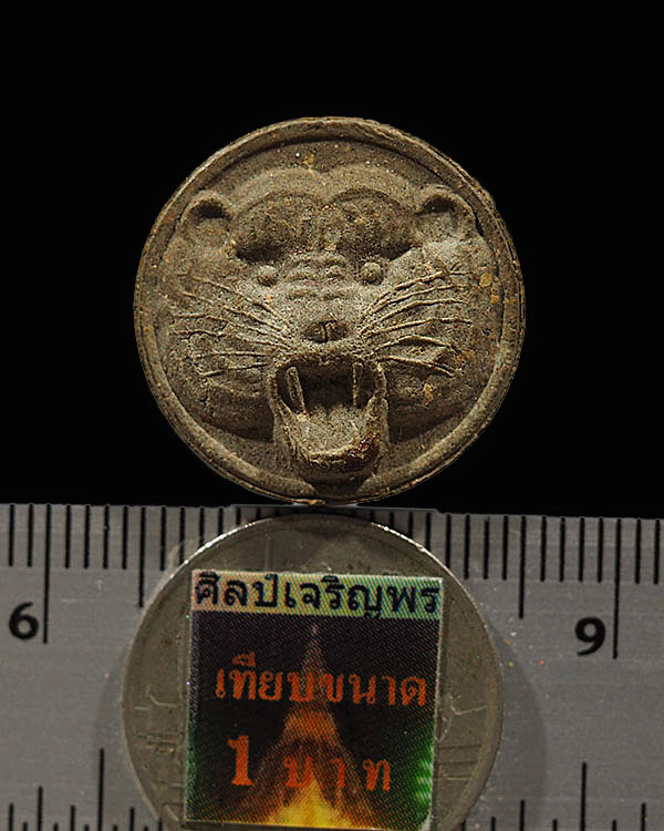 หน้าเสือมหาอำนาจ พิมพ์จันทร์ลอย เนื้อผงเข้าว่าน  หลวงพ่อจำเนียร วัดถ้ำเสือ จ.กระบี่รุ่นนี้ ผสมมวลสาร - 3