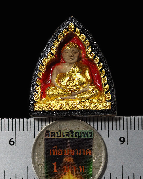 พระสังกัจจายน์มหาลาภ พิมพ์เล็ก  หลังยันต์เต็ก วัดขนอนเหนือ จ.อยุธยา   ลงรักปิดทองเก่า หายาก ปี 2513  - 3