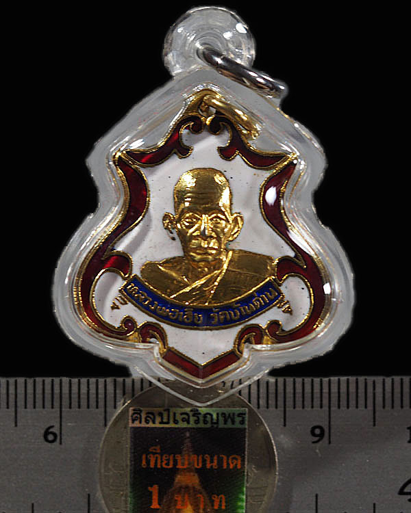 เหรียญปาดตาลหลวงพ่อเอีย วัดบ้านด่าน รุ่นสร้างอุโบสถ์ ออกวัดคลองรั้ง ปี2516 เนื้อกะหลั่ยทองลงยา (นิยม - 3