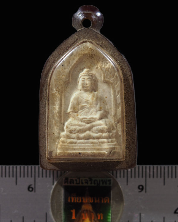 พระจีน เทพเจ้าแห่งโชคลาภ วัดเล่งเน่ยยี่ (วัดมังกรกมลาวาส) กรุงเทพฯ เนื้อผง เลี่ยมเก่า - 3
