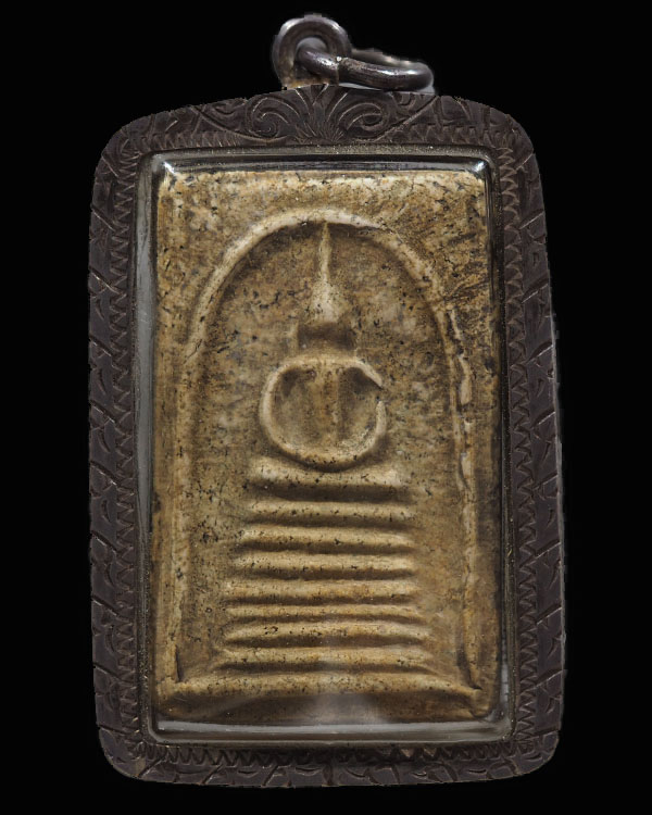 พระสมเด็จพิมพ์ฐาน 9 ชั้น  เลี่ยมเงินเก่า  พระเหมาบ้าน ไม่ทราบที่   - 1