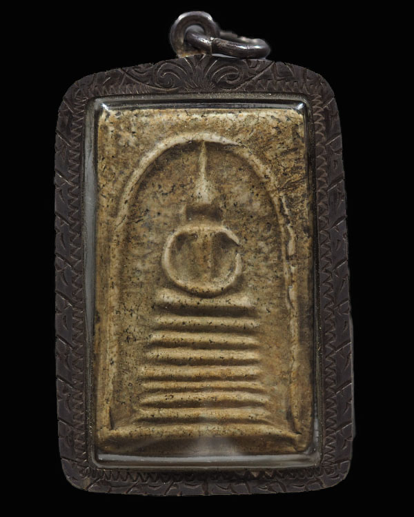 พระสมเด็จพิมพ์ฐาน 9 ชั้น  เลี่ยมเงินเก่า  พระเหมาบ้าน ไม่ทราบที่   - 4