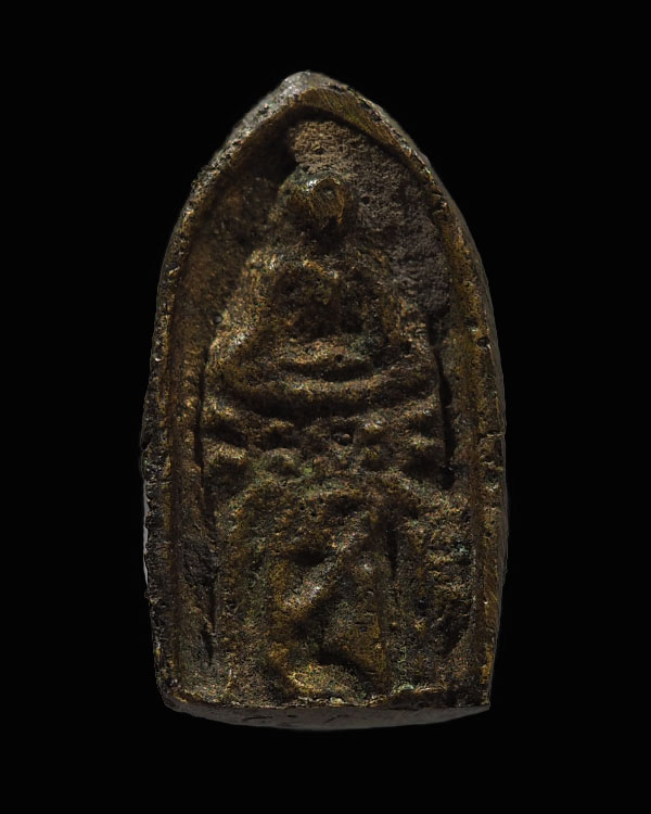 เหรียญหล่อโบราณ พิมพ์เล็ก(พิมพ์พิเศษ)  พิมพ์ปางชนะมาร วัดศรีษะทอง จ.นครปฐม ปี 2505 หลวงพ่อน้อย วัดธร - 1