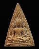 พระพุทธชินราช เนื้อดิน พิมพ์สามเหลี่ยมหลังยันต์ พระเก่าเนื้อหาดี  ไม่ทราบที่