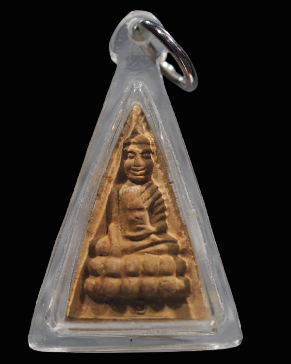 พระพุทโธน้อย แม่ชบุญเรือน ฐาน อ ปี 2511 ผสมผงเก่าพระแม่ชีบุญเรือนที่แตกหัก พระสภาพสวย พร้อมเลี่ยม - 1