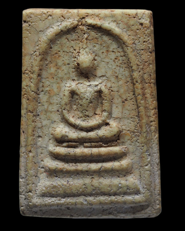 พระสมเด็จพิมพ์ฐาน 3 ชั้น เนื้อแตกลายงา พระสภาพผ่านการใช้มาพอสมควร เนื้อเก่าๆ ไม่ทราบที่ - 4