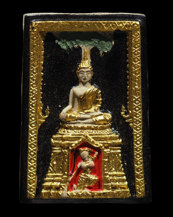 พระเนื้อผงลงรักปิดทอง พิมพ์ชนะมาร(พิมพ์หายาก) หลวงพ่อเริ่ม วัดบางพระ จ.ชลบุรี ปี 2512 องค์นี้หลังยัน - 1
