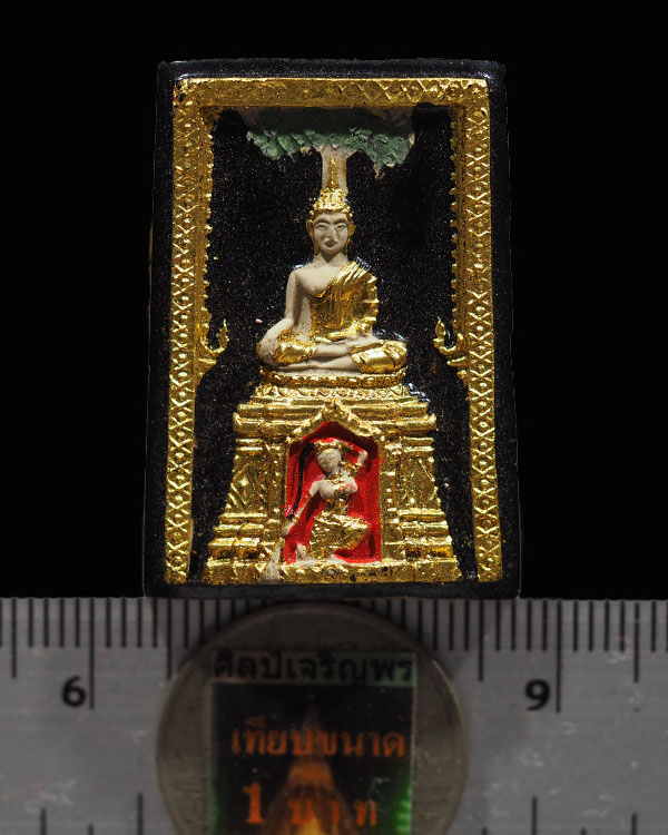 พระเนื้อผงลงรักปิดทอง พิมพ์ชนะมาร(พิมพ์หายาก) หลวงพ่อเริ่ม วัดบางพระ จ.ชลบุรี ปี 2512 องค์นี้หลังยัน - 3
