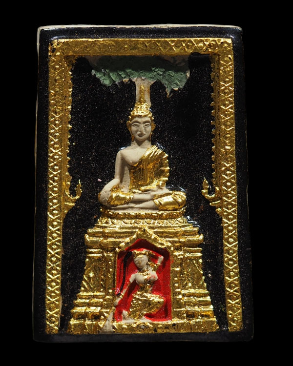 พระเนื้อผงลงรักปิดทอง พิมพ์ชนะมาร(พิมพ์หายาก) หลวงพ่อเริ่ม วัดบางพระ จ.ชลบุรี ปี 2512 องค์นี้หลังยัน - 4
