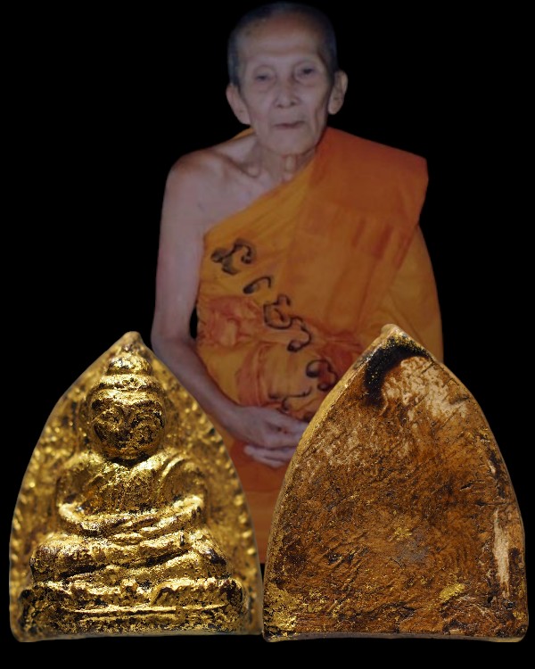 พระเนื้อผงลงรักปิดทอง(หายาก) พิมพ์หลวงพ่อโต พิมพ์เล็ก หลวงตาจวน ฐิติโก วัดไก่เตี้ย อ.ศรีประจันต์ สุพ - 1