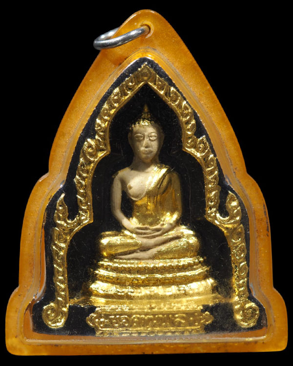 พระพิมพ์ยอดขุนพลซุ้มเรือนแก้ว หลังยันต์ เจ้าคุณวิเชียร วัดเครือวัลย์ ชลบุรี ปี 2515 ลงรักทอง  รุ่นสร - 5