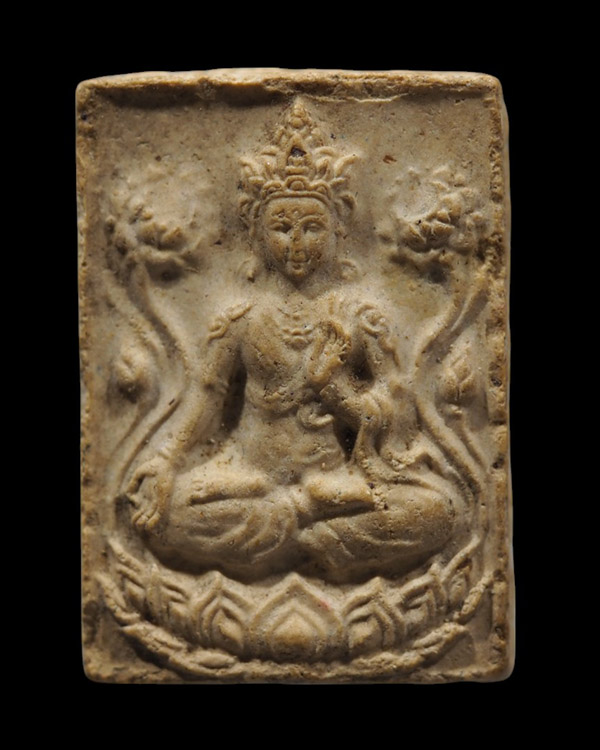 พระโพธิสัตว์ตารา เนื้อผง หลังปั้มรูปเจดีย์ วัดเทพพุทธาราม (เซียงฮุดยี่) 仙佛寺 ชลบุรี พระอาจารย์เจ้าตั๊ - 2