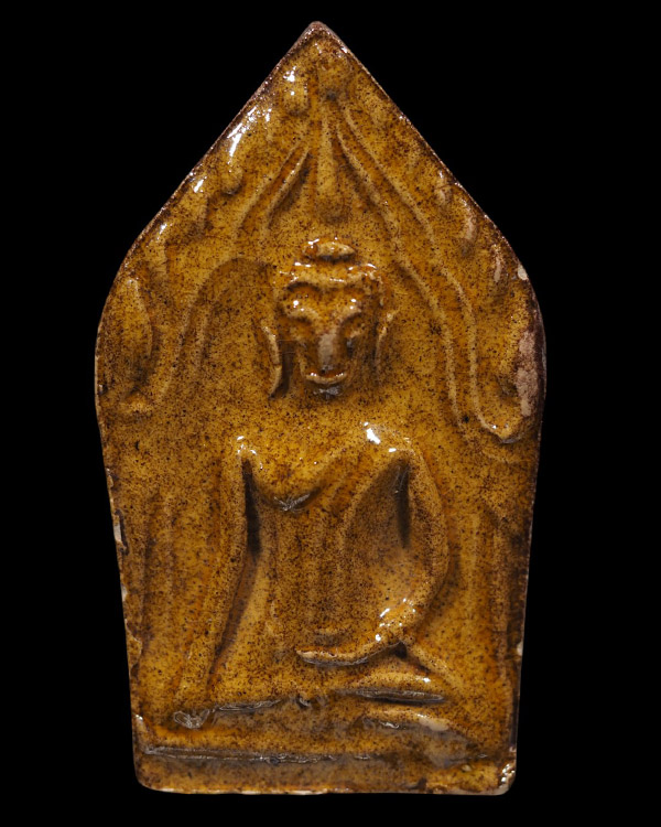 พระขุนแผนเคลือบพิมพ์ทรงพลใหญ่ หลังแปะแผ่นตะกรุดทองแดง จารย์ยันต์  พระสวย  น่าจะเกจิสายอยุธยาจัดสร้าง - 5