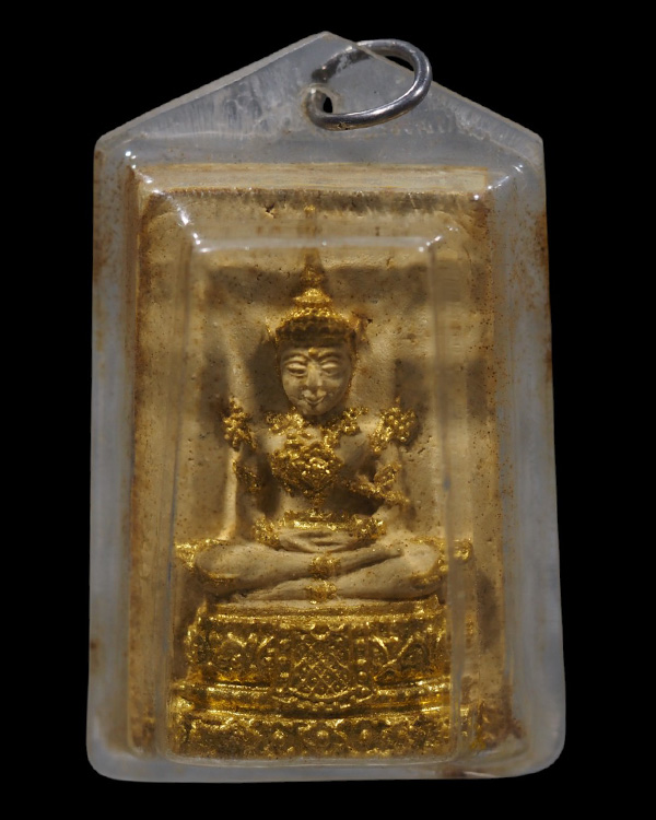 พระพุทธมหามณีรัตนปฏิมากร (พระแก้วมรกต) หลวงพ่อนอ วัดกลาง ท่าเรือ จ.อยุธยา ปี2514 เนือผงปิดทองเดิม - 2