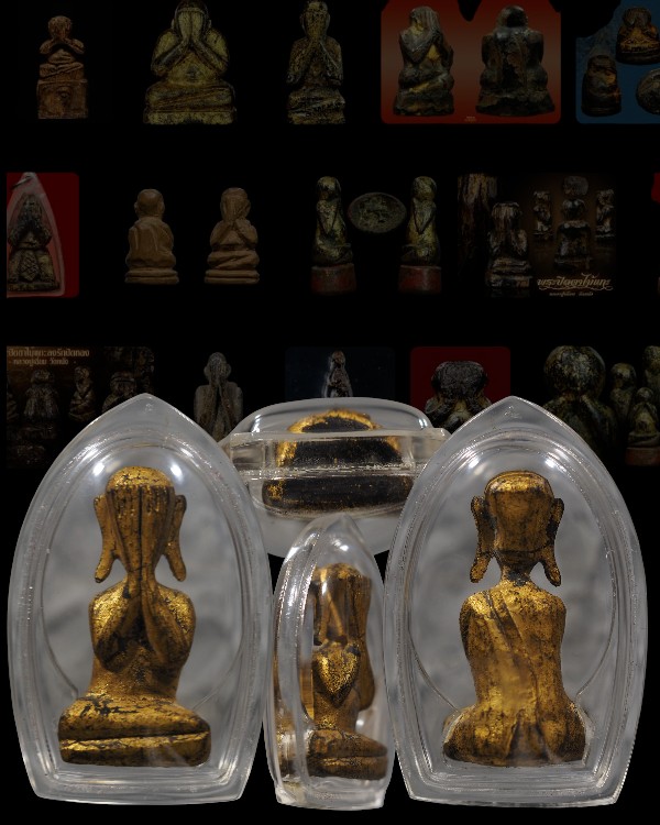 พระปิดตาไม้แกะโบราณ ลงรักปิดทองเก่า  แกะลอยองค์ เจ้าของเดิมเลี่ยมไว้  ไม่ทราบที่ แต่เก่าสวยมาก - 1