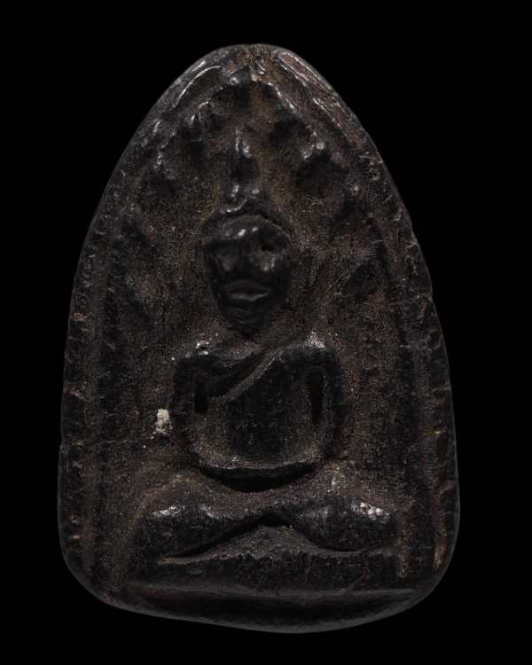 พระพิมพ์กลีบบัว สมาธิ ฉายแสง เนื้อผงคลุกรัก พระเก่า ไม่ทราบที่ - 5