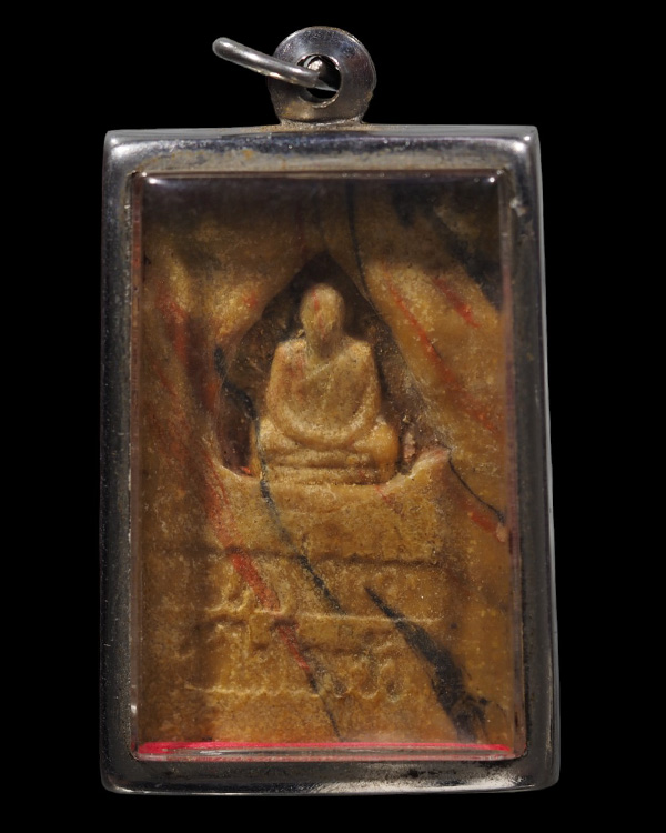 พระสมเด็จพิมพ์ปรกโพธิ์ เนื้อลายหลังรูปเหมือน หลวงพ่อขอม วัดไผ่โรงวัว (วัดโพธาราม)จ.สุพรรณบุรี สร้าง - 3