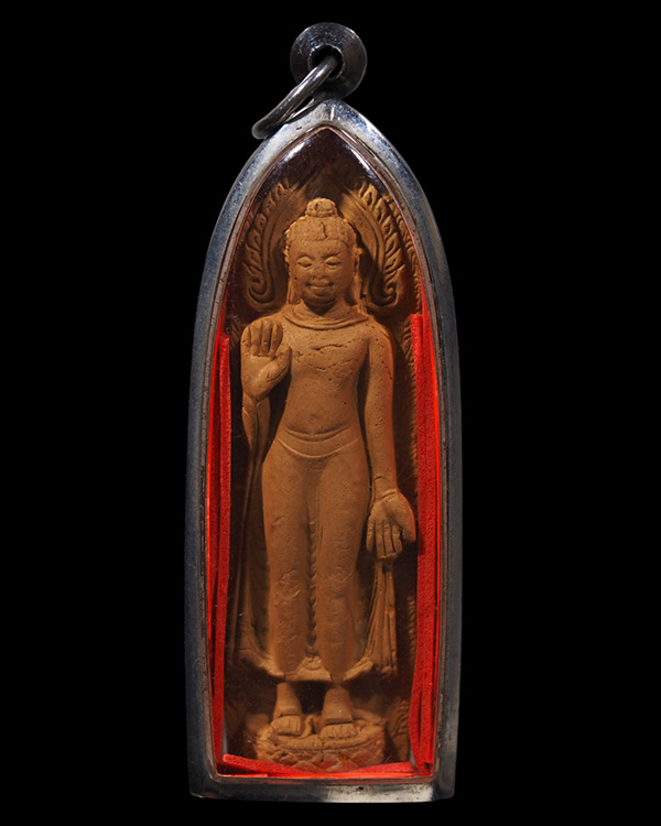 พระร่วงยืนประทานพร  พิมพ์ใหญ่  เนื้อดิน  ไม่ทราบที่ พิมพ์สวยงาม เจ้าของเดิมเคยใส่ตลับแสตนเลสไว้ตามรู - 5