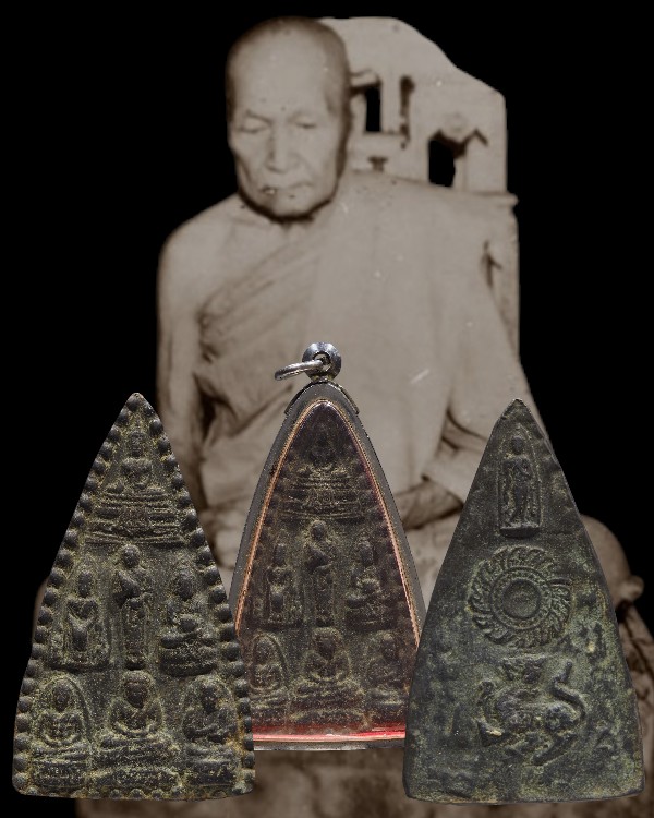 พระหล่อเนื้อชินอุทุมพร (ชินเขียว) หลวงพ่อแก้ว วัดหัวนา ปี 2475 จ.เพชรบุรี สภาพสวย เจ้าของเดิมสั่งตั - 1