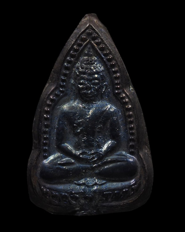 เหรียญหล่อพิมพ์กลีบบัว พระพุทธชินราช พิมพ์เข่าโต หลวงพ่อเงิน วัดดอนยายหอม จ.นครปฐม เนื้อเมฆพัตร จัดเ - 5