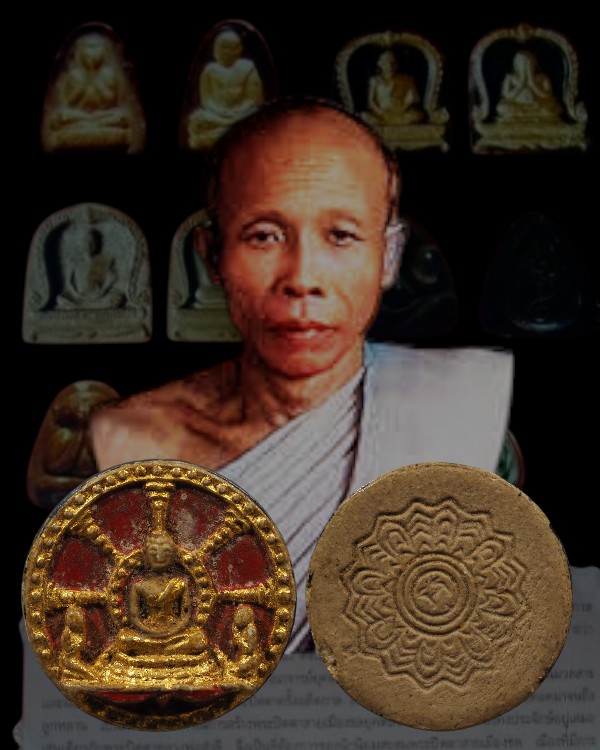 พระผงจันทร์ลอย พิมพ์พระโมคคัลลาน์-พระสารีบุตร ปิดทองร่องชาต หลวงพ่อสำลี วัดห้วยยาง ชลบุรี พิมพ์นี - 1