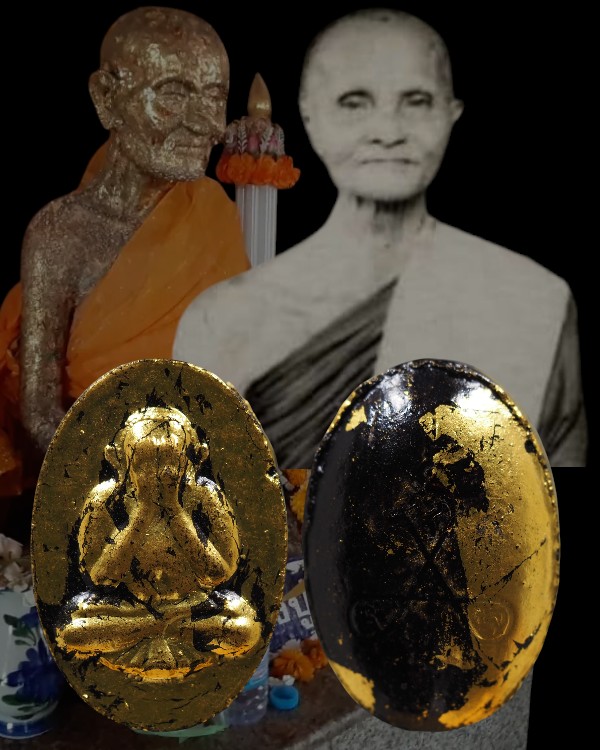พระปิดตาพิมพ์ไข่ผ่าซีก รุ่นแรก ลงรักปิดทอง หลังยันต์ หลวงปู่ธูป วัดพิรุณศาสตร์  สามโคก  ปทุมธานี - 1