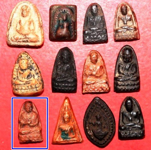 พระพิมพ์หลวงพ่อโต เนื้อดิน พิมพ์ใหญ่  หลวงพ่อทาบ ปี 2505 ผสมสีผึ้งเขียว หลวงปู่ทิม วัดละหารไร่ ปลุกเ - 5