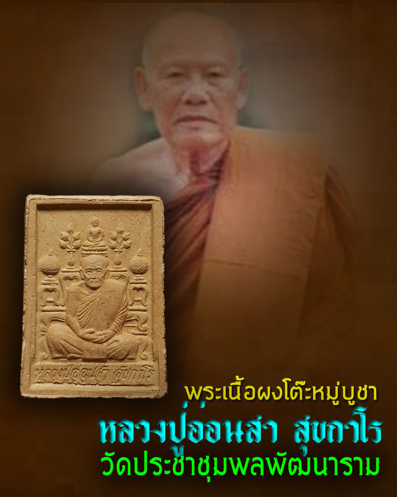 พระเนื้อผงโต๊ะหมู่ หลวงปู่อ่อนสา วัดประชาชุมพลพัฒนาราม - 1