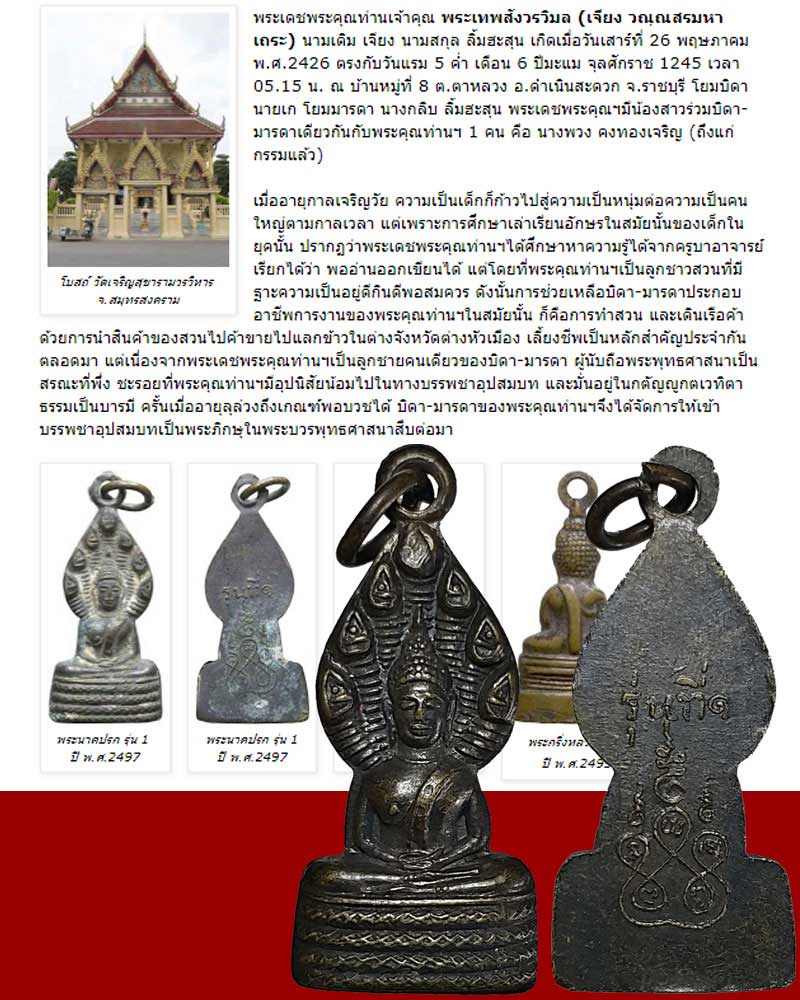 พระนาคปรก รุ่น 1 ปี 2497 หลวงพ่อ เจียง วัดเจริญสุขาราม - 2