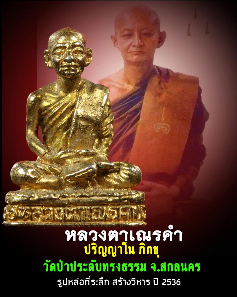 รูปหล่อ หลวงตาเณรคำ วัดป่าประดับทรงธรรม สกลนคร ปี2536 - 1