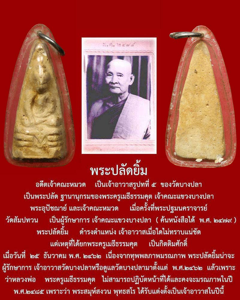 พระพุทธเนื้อผง พระปลัดยิ้ม วัดบางปลา นครปฐม - 4