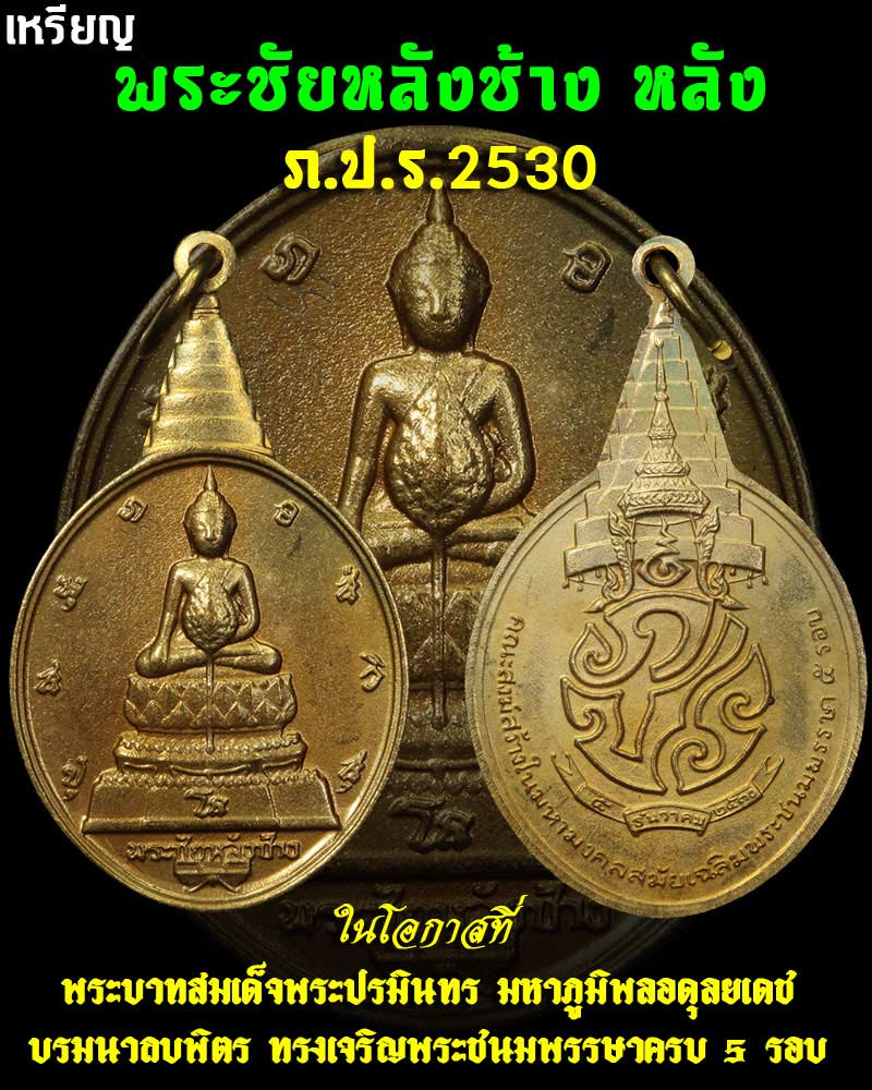 เหรียญพระชัยหลังช้าง หลัง ภปร ปีพ.ศ.2530 - 1