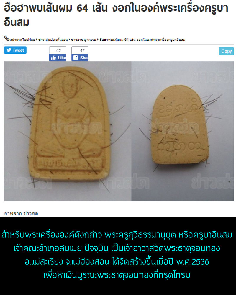 พระผงรูปเหมือน ครูบาเจ้าอินสม สุวีโร วัดจอมทอง - 4