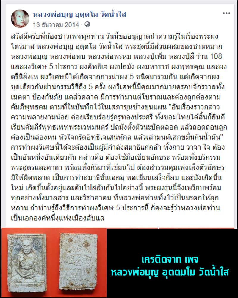 พระผงรูปเหมือน หลวงพ่อบุญ อุตตโม วัดน้ำใส - 4