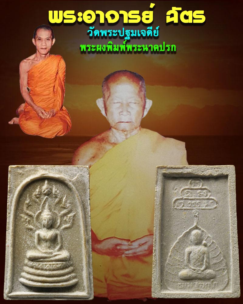 พระผง พิมพ์พระนาคปรกหลังเจ้าคุณนร ฯ อาจารย์ฉัตร วัดพระปฐมเจดีย์ - 1