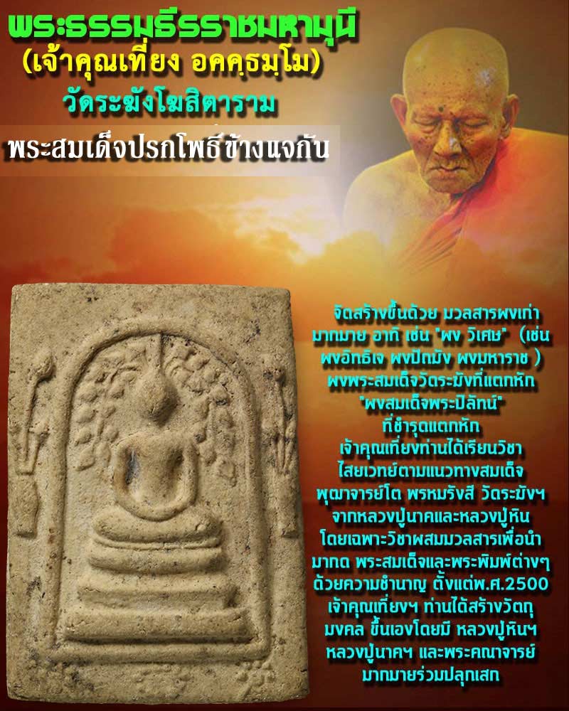พระสมเด็จปรกโพธิ์ ข้างแจกัน เจ้าคุณเที่ยง วัดระฆัง - 1