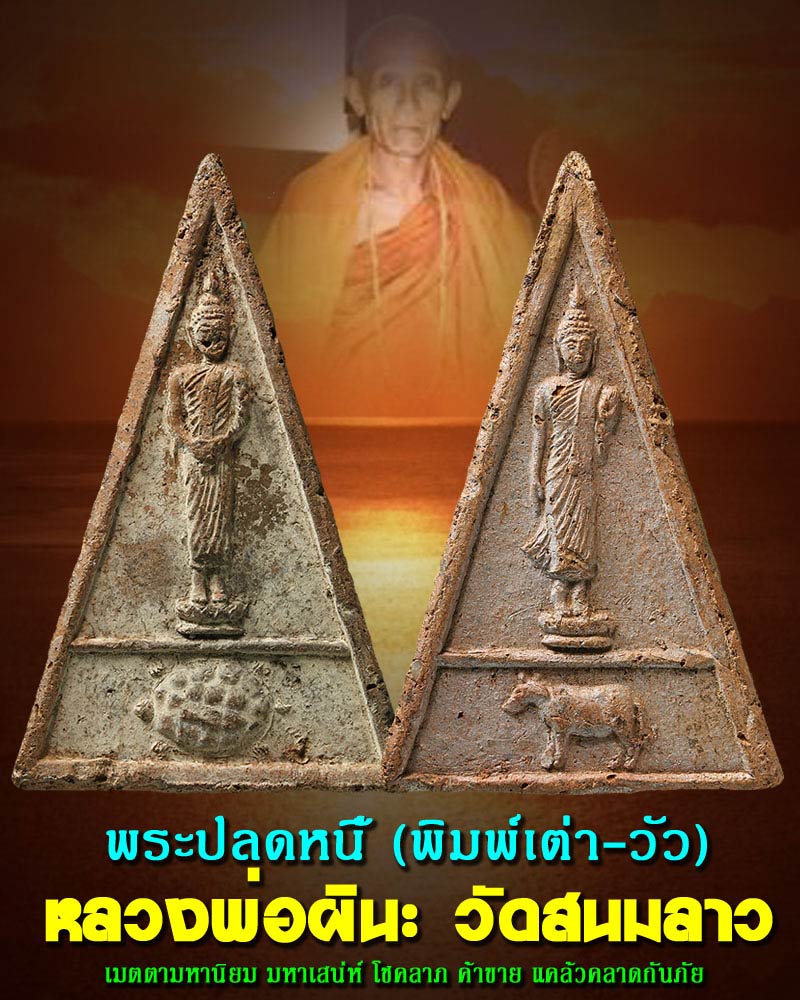 พระปลดหนี้ เต่า วัว หลวงพ่อ ผินะ วัดสนมลาว - 1