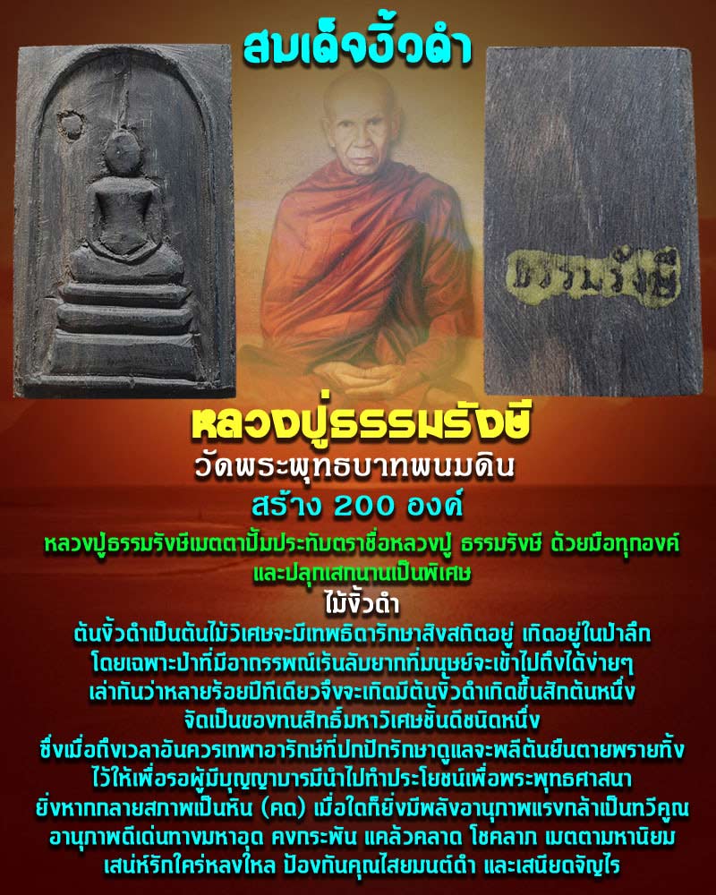 สมเด็จงิ้วดำหลวงปู่ธรรมรังษี วัดพระพุทธบาทพนมดิน สุรินทร์ - 1