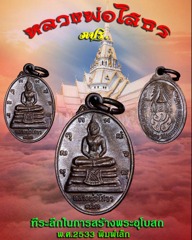 เหรียญรูปไข่ หลวงพ่อโสธร หลัง ภปร. ที่ระลึกในการสร้างพระอุโบสถ ปี 2533 พิมพ์เล็ก - 1