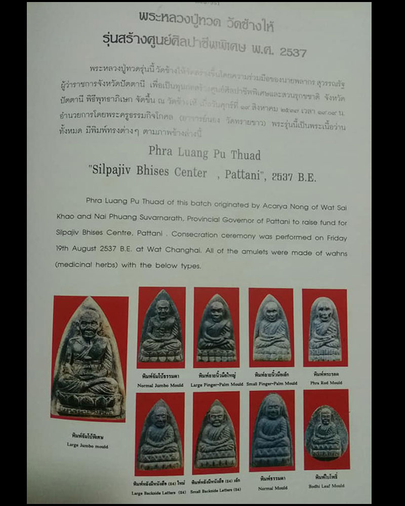 หลวงพ่อทวดเนื้อว่าน วัดช้างให้ พิมพ์ใบโพธิ์ ปี 2537 - 5