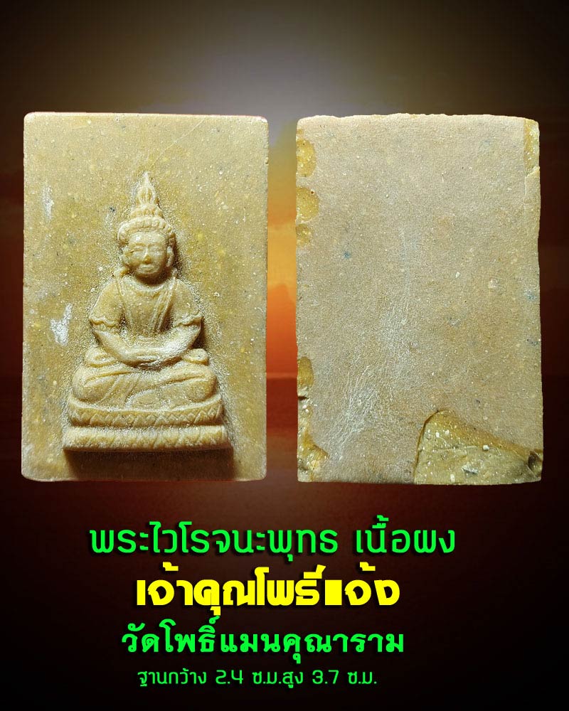 พระไวโรจนะพุทธ เนื้อผง เจ้าคุณโพธิ์แจ้ง วัดโพธิ์แมนคุณาราม - 1