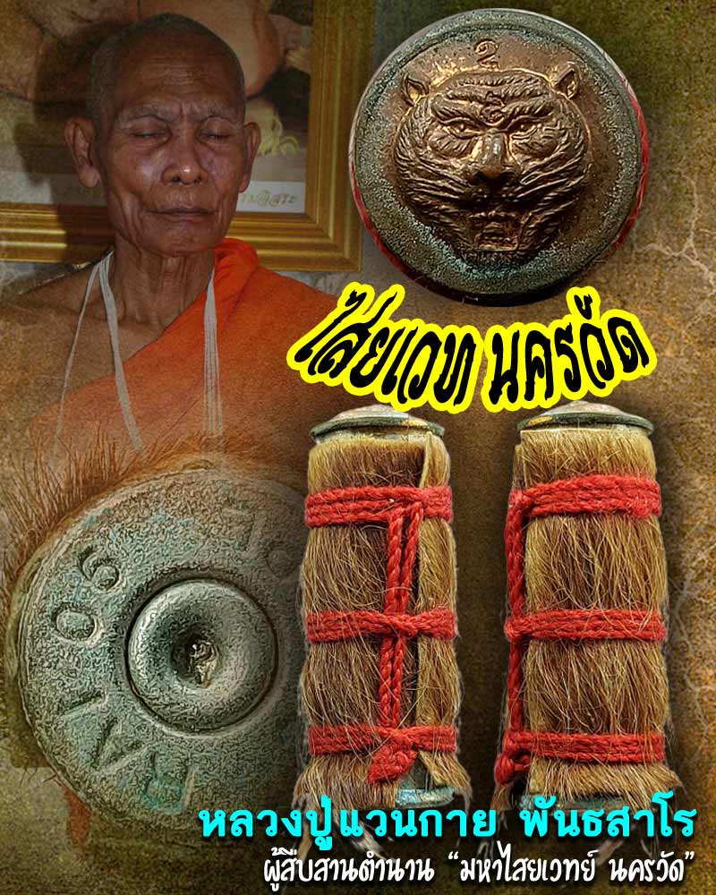ตะกรุดเสือปืนบังหุ้มหนังเสือ รุ่นไสยเวท นครวัด หลวงปู่แวนกาย - 1