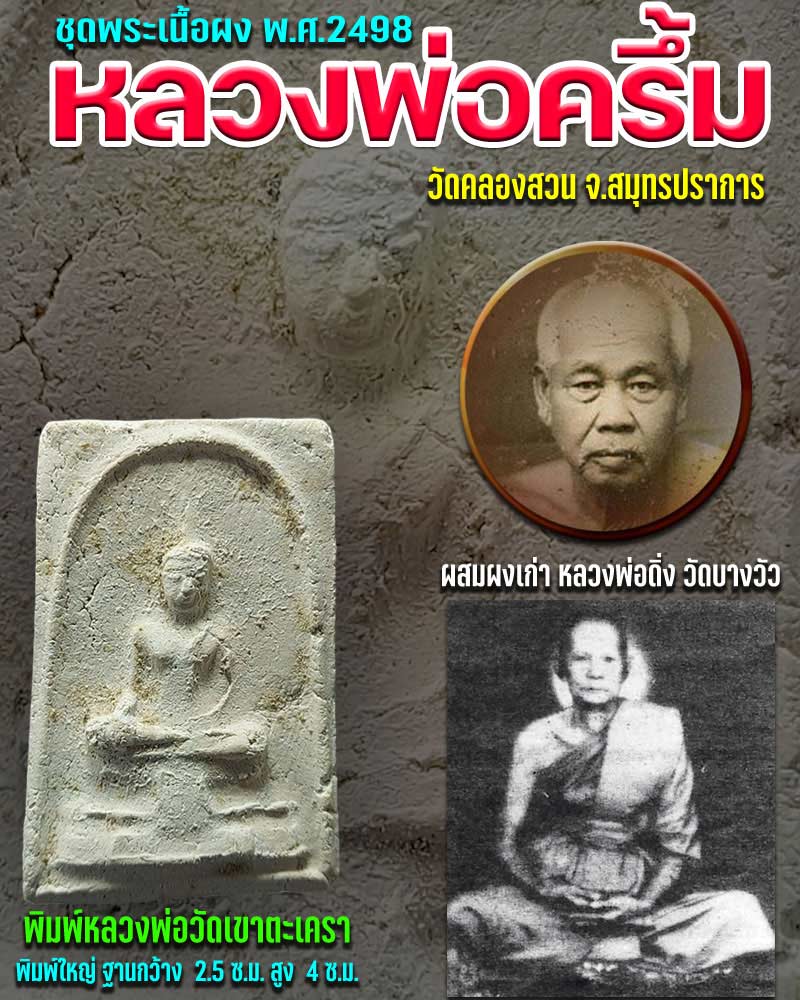 พระผง หลวงพ่อครึ้ม วัดคลองสวน พ.ศ.2498 พิมพ์หลวงพ่อวัดเขาตะเครา - 1
