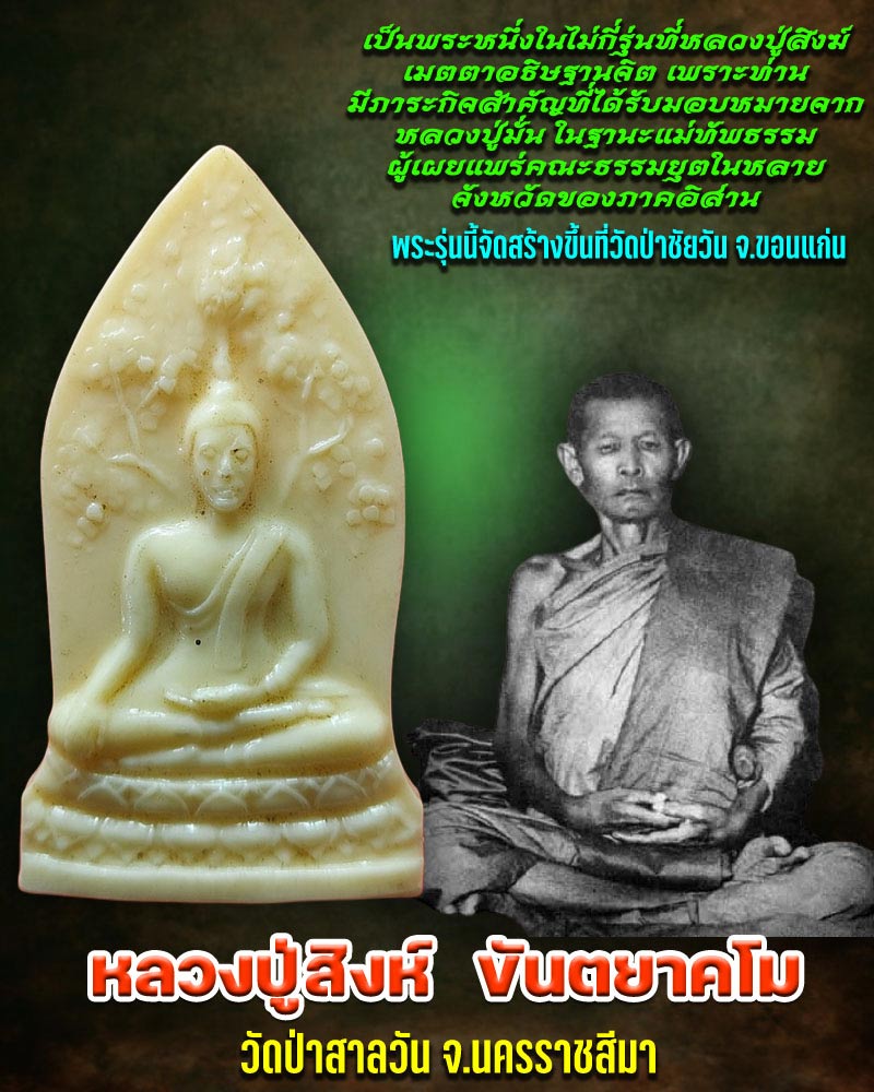 พระปรกโพธิ์ เนื้อพลาสติก หลวงปู่สิงห์ วัดป่าสาลวัน - 1