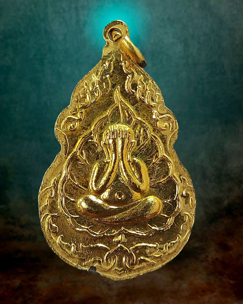 เหรียญพระอินทร์หลังพระปิดตา เนื้อกะไหล่ทองลงยา - 2