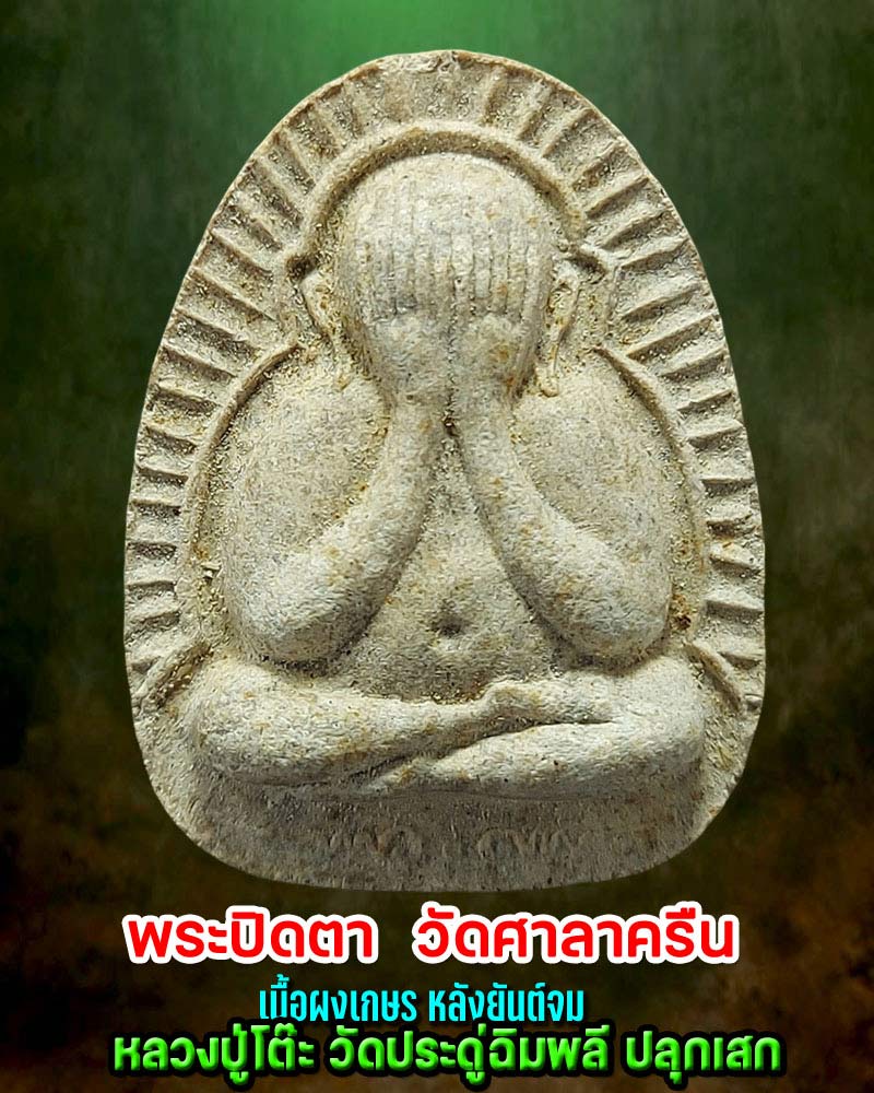 พระปิดตาข้างรัศมี เนื้อเกสร หลังยันต์จม วัดศาลาครืน หลวงปู่โต๊ะ ปลุกเสก - 1